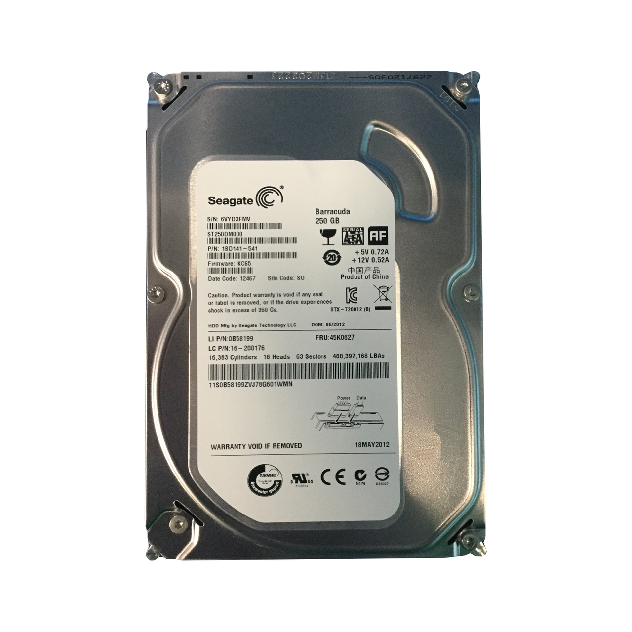 45K0627 | IBM 250GB 7200RPM SATA 6Gb/s 3.5-inch Hard Drive