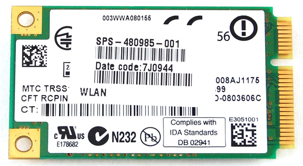 480985-001 | HP Mini PCI-Express 802.11a/b/g/n WiFi Wireless Lan (WLAN) Network Adapter for Pavilion DV6/DV7 Series Notebooks