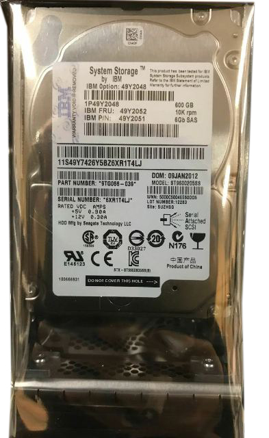 49Y2051 | IBM 600GB 10000RPM SAS 6Gb/s 2.5-inch Hot-pluggable Hard Drive with Tray