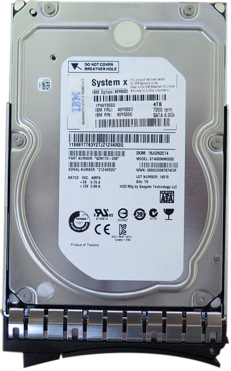 49Y6006 | IBM 4TB 7200RPM SATA 6Gb/s 3.5-inch LFF Nearline Gen. 2 Hot-pluggable Hard Drive with Tray