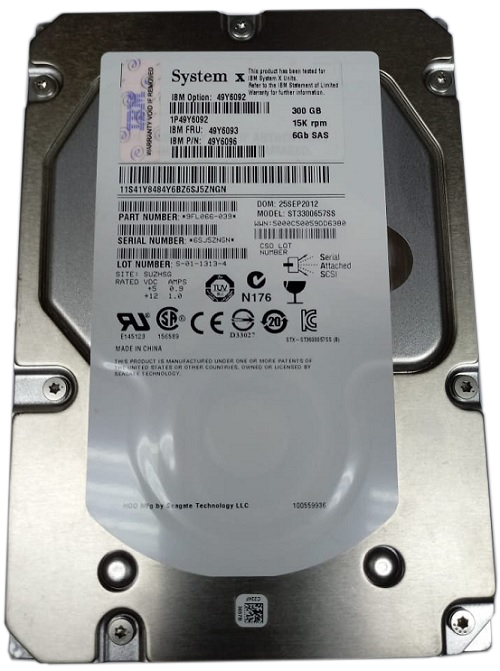 49Y6092 | IBM 300GB 15000RPM SAS 6Gb/s 3.5-inch Hot-pluggable Hard Drive with Tray