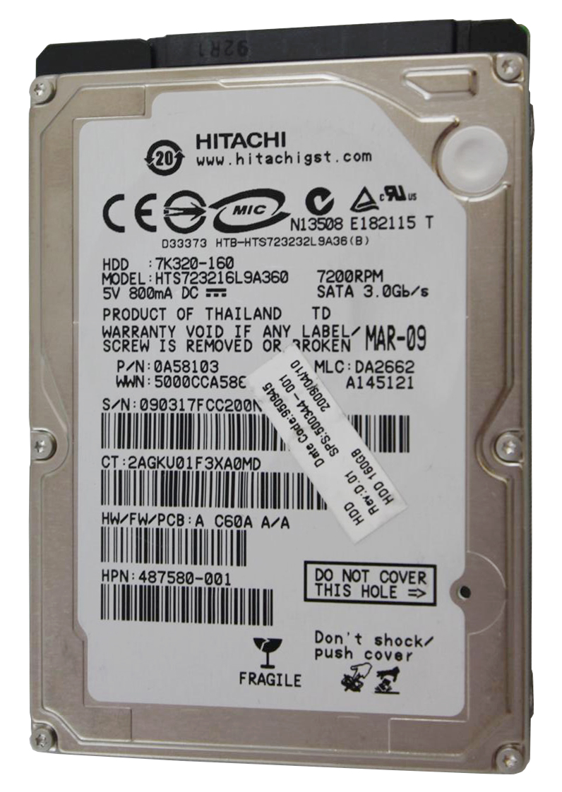 500344-001 | HP 160GB 7200RPM SATA 3GB/s 2.5-inch Hard Drive