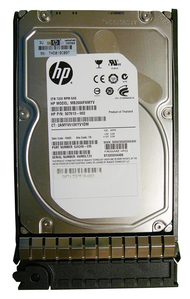 507616-B21 | HPE 2TB 7200RPM SAS 6Gb/s LFF Hard Drive