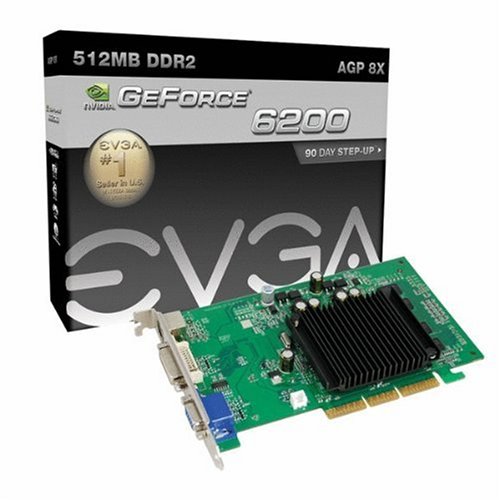 512-A8-N403-LR | EVGA Nvidia e-GeForce 6200 AGP 512MB GDDR2 64-Bit AGP 4x/8x Video Graphics Card