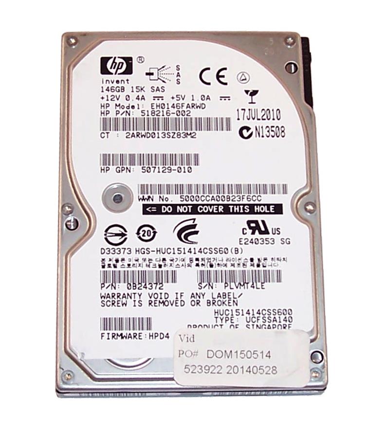 518216R-002 | HP 146GB 15000RPM SAS 6GB/s Hot-Pluggable Dual Port 2.5-inch Hard Drive