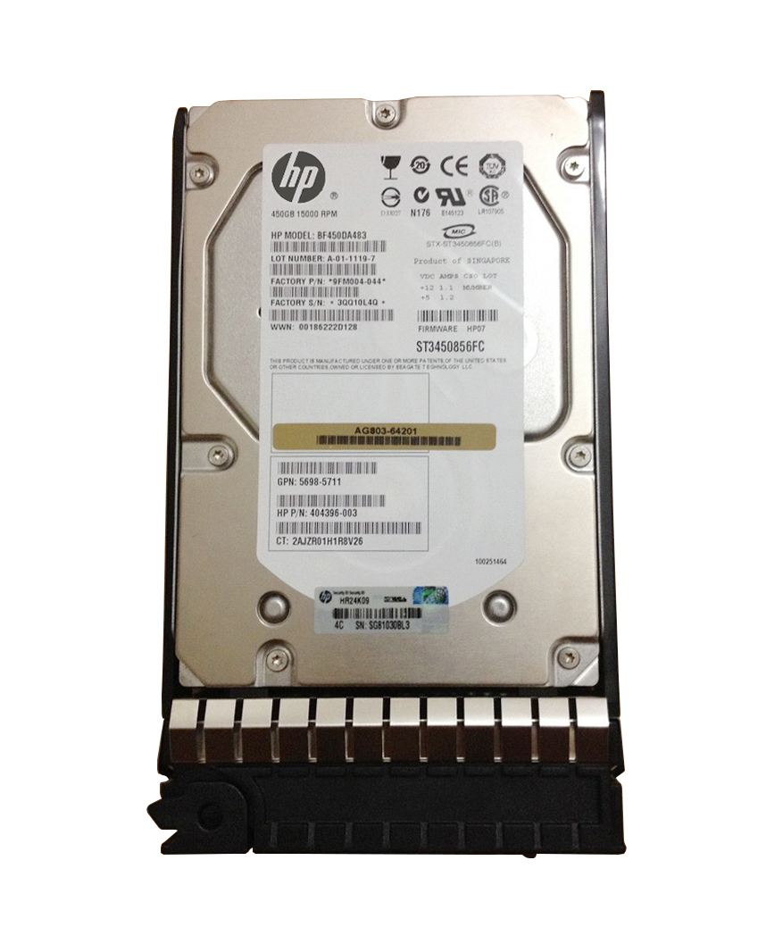 5698-5711 | HP 450GB 15000RPM Fibre Channel 4GB/s Hot-Pluggable Dual Port 3.5-inch Hard Drive
