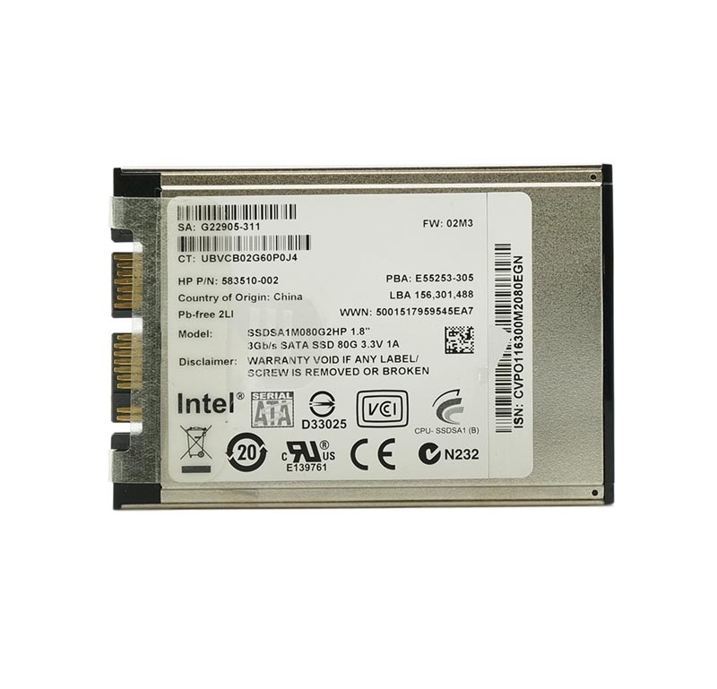 583510-002 | HP 80GB uSATA 3Gb/s 1.8-inch Solid State Drive