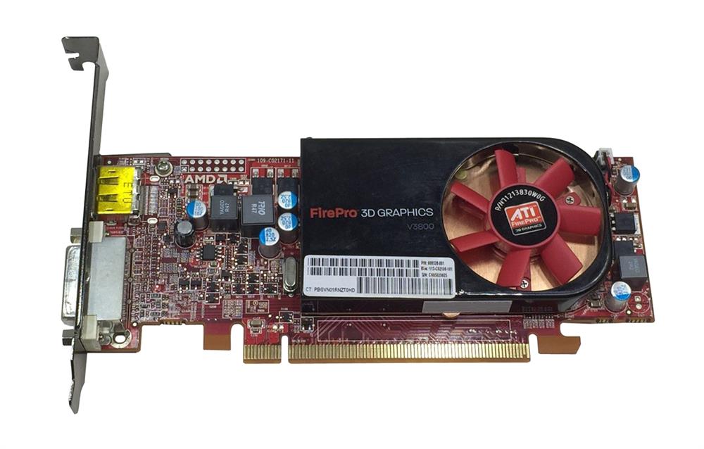 608528-001 | HP Ati Firepro V3800 PCI-Express 2 X16 512MB DDR3 SDRAM Graphics Card without Cable for workstation