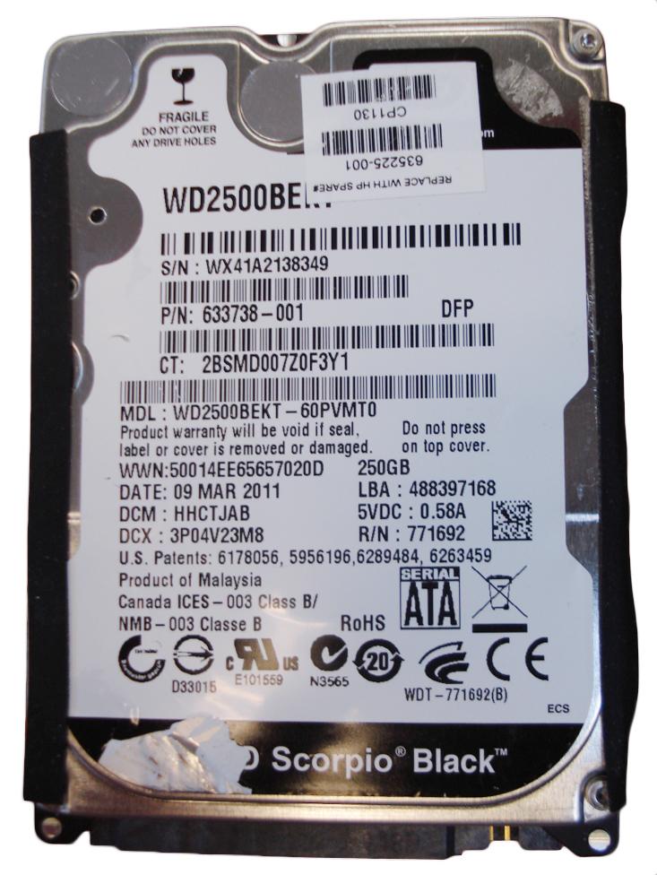 615295-001 | HP 250GB 7200RPM SATA 3GB/s 2.5-inch Hard Drive