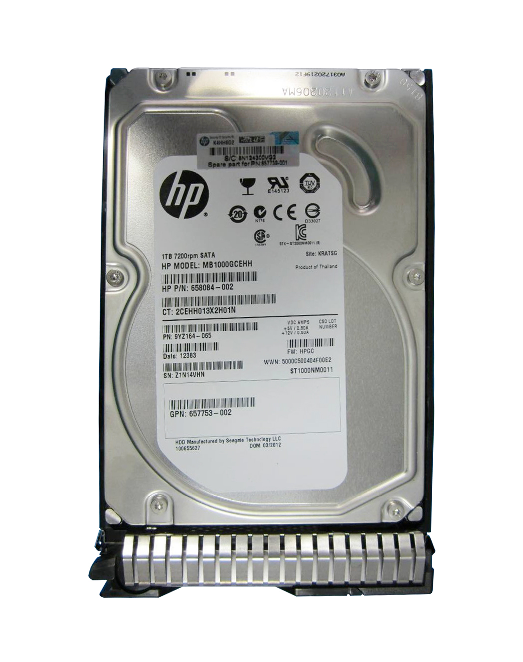 658084-002 | HPE 1TB 7200RPM SATA 6Gb/s LFF 3.5-inch SC Midline Hard Drive with Tray for Gen. 8 Server Series