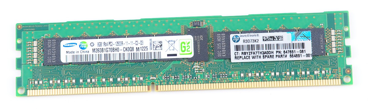664691-001 | HP 8GB (1X8GB) 1600MHz PC3-12800 CL11 Single Rank ECC Registered DDR3 SDRAM DIMM Memory for ProLiant Server G8