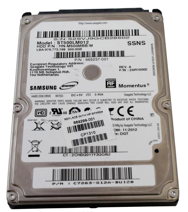 665257-001 | HP 500GB 5400RPM SATA 3GB/s 2.5-inch Hard Drive