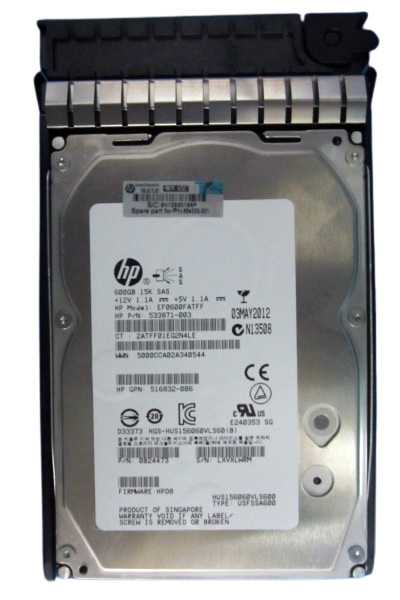 694535-001 | HPE M6612 450GB 15000RPM SAS 6Gb/s 3.5-inch LFF Dual Port Internal Hard Drive with Tray for P6000 EVA