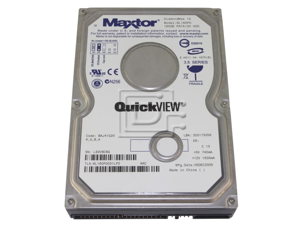 6L160M1 | Maxtor 6l160m0 diamondmax 10 160gb 7200rpm 8mb buffer sata 3.5inch low profile (1.0inch) internal hard drive. Dell oem ().