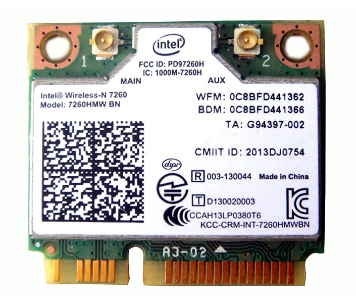 7260HMWBN | Intel Wireless-N 7260 PCI Express Half Mini Network Adapter