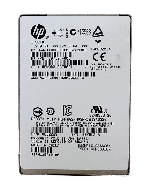 787177-003 | HP 1.92TB SAS 12Gb/s Read Intensive 2.5-inch Solid State Drive