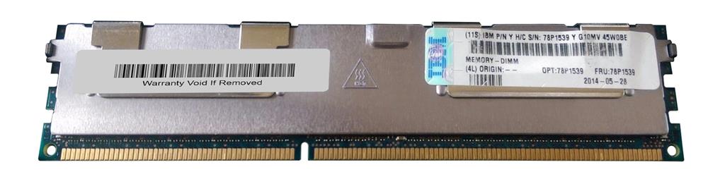 78P1539 | IBM 32GB DDR3-1066MHz PC3-8500 ECC Registered CL7 240-Pin DIMM 1.35V Low Voltage Memory Module 78P1539 | IBM 32GB DDR3-1066MHz PC3-8500 ECC Registered CL7 240-Pin DIMM 1.35V Low Voltage Memory Module