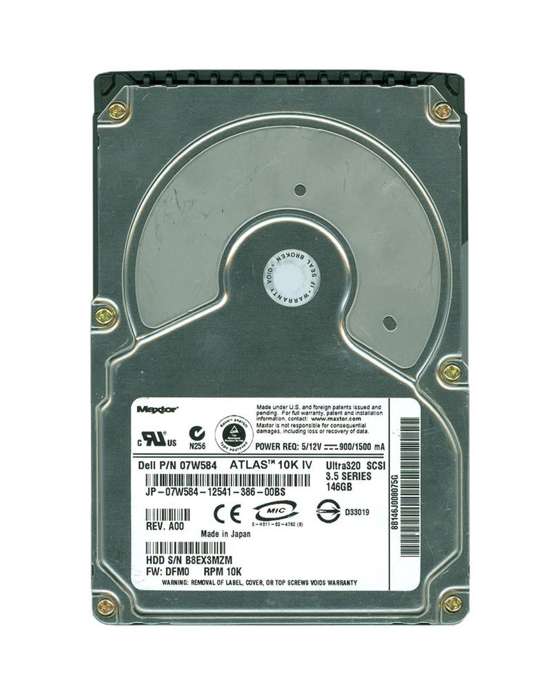 7W584 | Dell 146GB 10000RPM Ultra 320 SCSI 3.5 8MB Cache Hot Swap Hard Drive