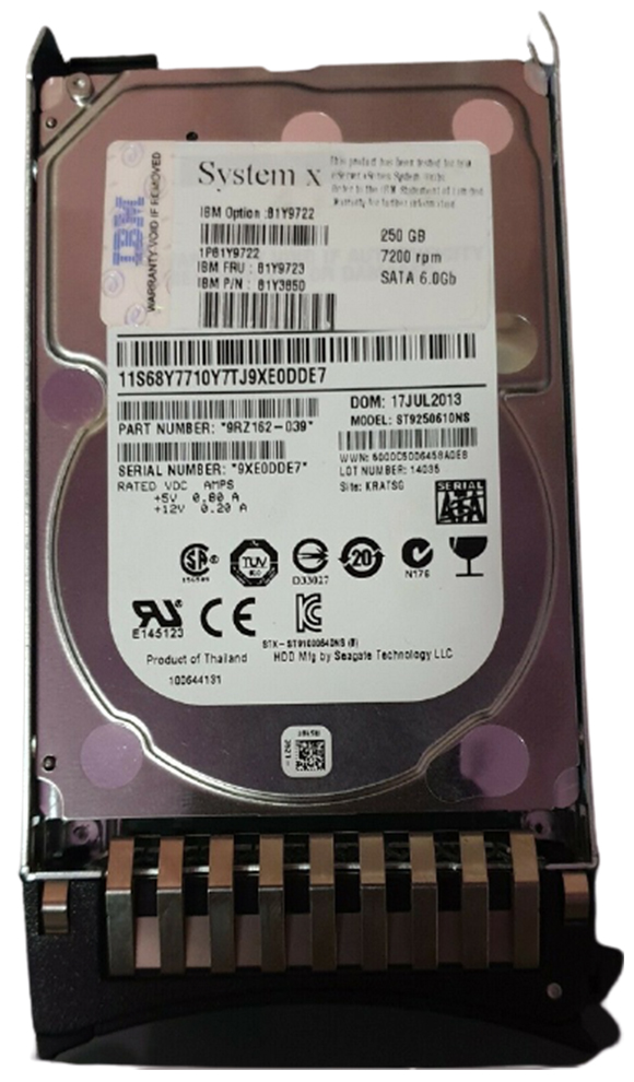 81Y9723 | IBM 250GB 7200RPM SATA 6Gb/s Nearline 2.5-inch SFF Nearline Hot-pluggable Hard Drive with Tray