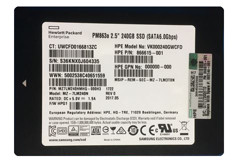 866615-001 | HPE 240GB SATA 6Gb/s 2.5-inch (SFF) Read-intensive SC Hot-pluggable Digitally Signed Firmware Solid State Drive