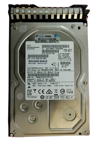 869726-001 | HPE 4TB 7200RPM SAS 12Gb/s 3.5-inch LFF SC Midline Hard Drive with Tray