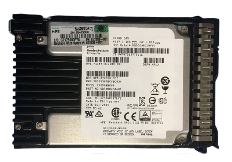 872432-001 | HPE 960GB SAS 12Gb/s Read-intensive 2.5-inch (SFF) Hot-pluggable SC Digitally Signed Firmware Solid State Drive