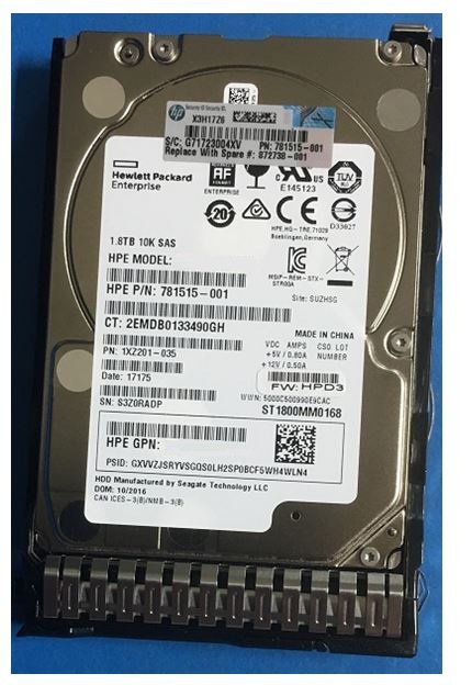 872738-001 | HPE 1.8TB 10000RPM SAS 12Gb/s 2.5-inch SFF SC 512E Hot-pluggable Enterprise Digitally Signed Firmware Hard Drive