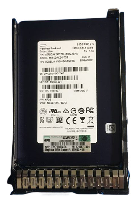 875503-B21 | HPE 240GB SATA 6Gb/s Read-intensive 2.5-inch (SFF) Hot-pluggable SC Digitally Signed Firmware Solid State Drive