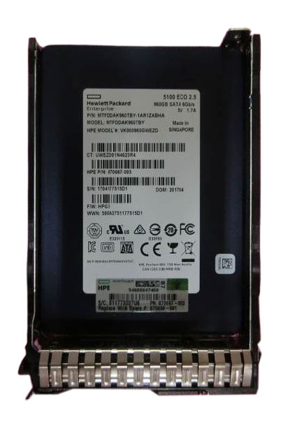 875511-B21 | HPE 960GB SATA 6Gb/s Read-intensive 2.5-inch (SFF) Hot-pluggable SC Digitally Signed Firmware Solid State Drive