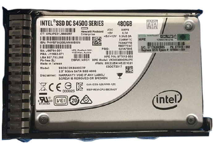 877013-002 | HPE 480GB SATA 6Gb/s Read Intensive 2.5-inch SFF Hot-pluggable SC Digitally Signed Firmware Solid State Drive