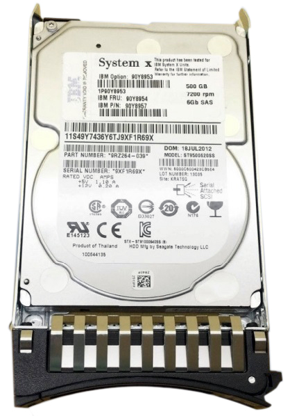 90Y8953 | IBM 500GB 7200RPM SAS 6Gb/s 2.5-inch SFF Gen. 2 Hot-pluggable Nearline Hard Drive with Tray