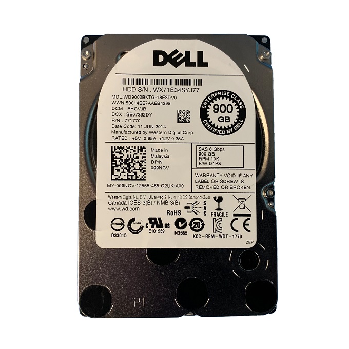 99NCV | Dell 900GB 10000RPM SAS 6Gb/s 64MB Cache 2.5-inch Enterprise Hard Drive