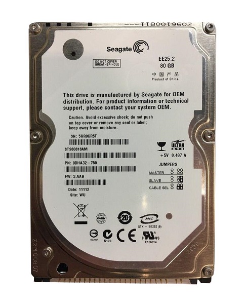 9DHA32-750 | Seagate EE25.2 80GB 5400RPM ATA-100 8MB Cache 2.5-inch Internal Hard Disk Drive