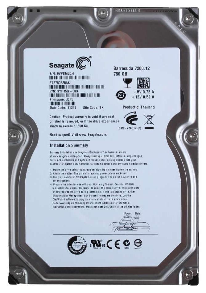 9YP15G-303 | Seagate 750GB 7200RPM SATA 6 Gbps 3.5 32MB Cache Barracuda Hard Drive