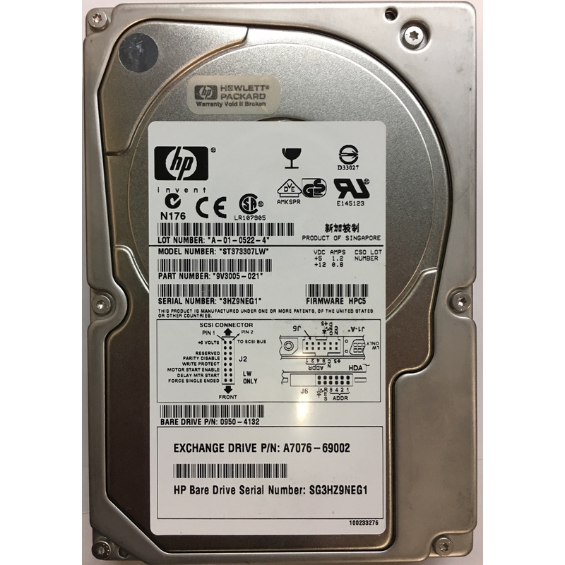 A7076A | HP 73GB 10000RPM Ultra 320 SCSI 3.5 8MB Cache Hard Drive