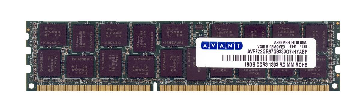 AVF722GR67G9333G7-HYABP | Avant 16GB DDR3-1333MHz PC3-10600 ECC Registered CL9 240-Pin DIMM 1.35V Low Voltage Memory Module