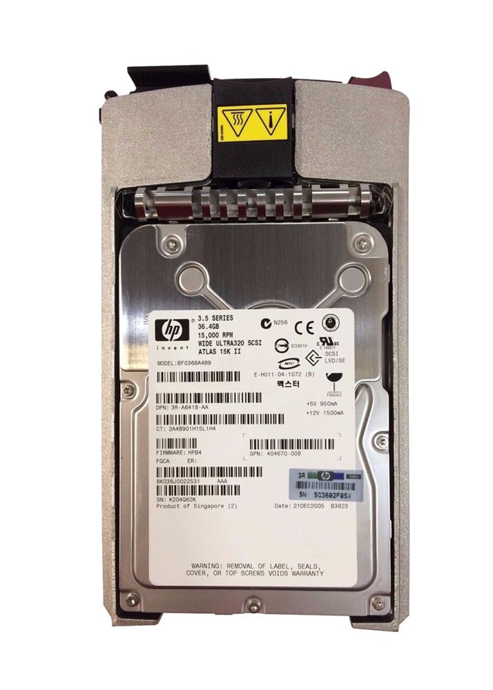 BF0368A4B9 | HP 36GB 15000RPM Ultra 320 SCSI 3.5 8MB Cache Hot Swap Hard Drive