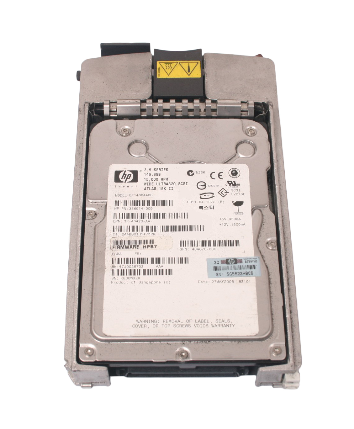 BF1468A4BB | HP 146GB 15000RPM Ultra 320 SCSI 3.5 8MB Cache Hot Swap Hard Drive