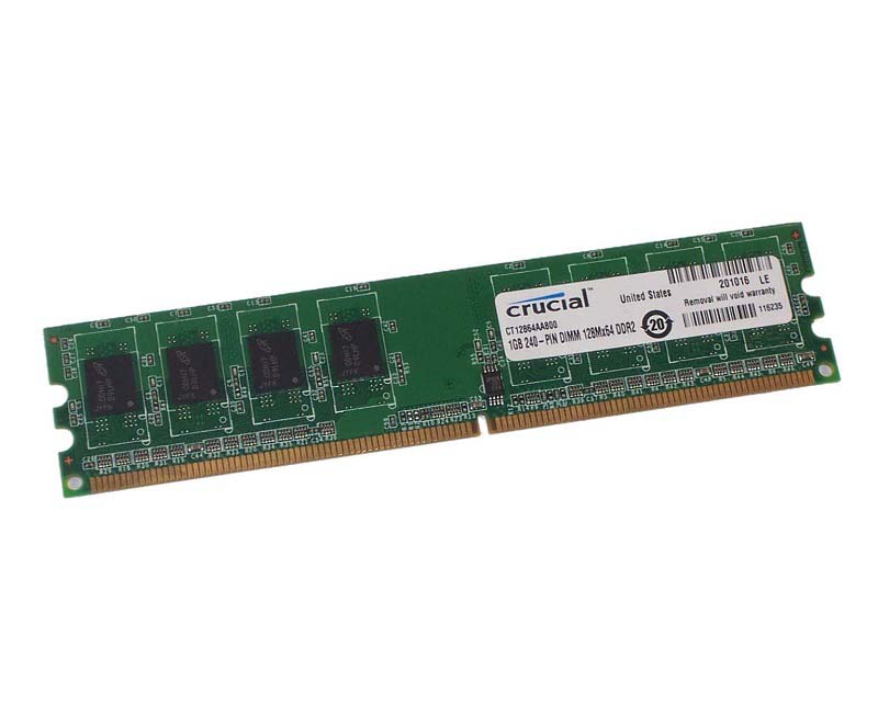 CT12864AA800.8FE | Crucial Technology 1GB DDR2-800MHz PC2-6400 non-ECC Unbuffered CL6 240-Pin DIMM 1.8V Memory Module