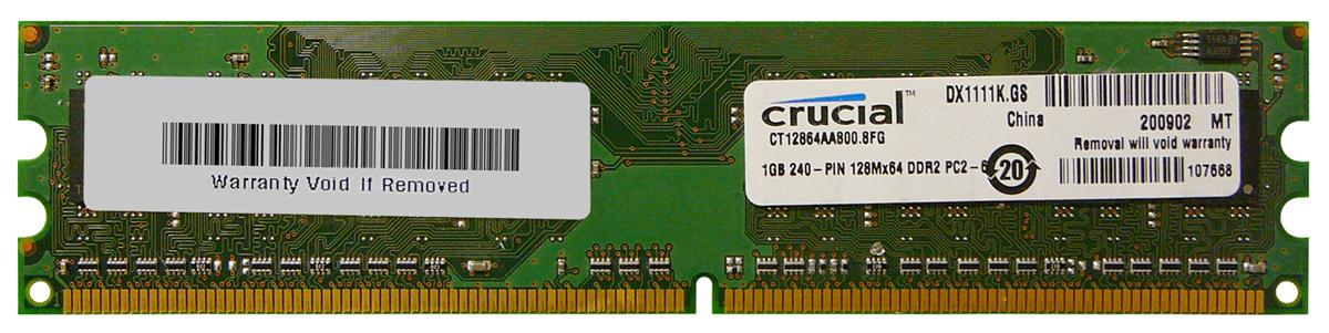 CT12864AA800 | Crucial 1GB DDR2 Non ECC PC2-6400 800Mhz Memory