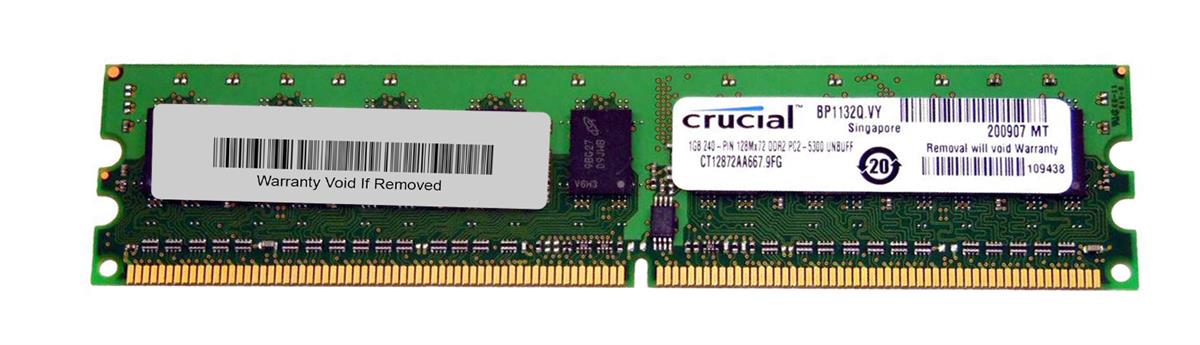 CT12872AA667 | Crucial 1GB DDR2 ECC PC2-5300 667Mhz Memory
