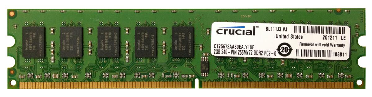 CT25672AA80EA | Crucial 2GB DDR2 ECC PC2-6400 800Mhz Memory