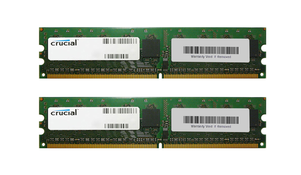 CT508543 | Crucial 4GB Kit (2X2GB) DDR2-667MHz PC2-5300 ECC Unbuffered CL5 240-Pin DIMM 1.8V Memory