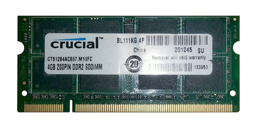 CT51264AC667 | Crucial Technology 4GB DDR2-667MHz PC2-5300 non-ECC Unbuffered CL5 200-Pin SoDimm 1.8V Memory Module