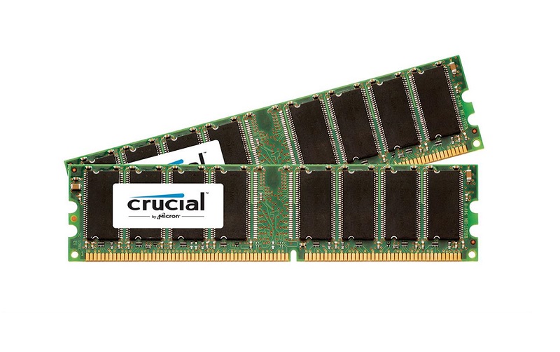 CT733991 | Crucial 1GB Kit (2 x 512MB) DDR-400MHz PC3200 non-ECC Unbuffered CL3 180-Pin DIMM Memory Module