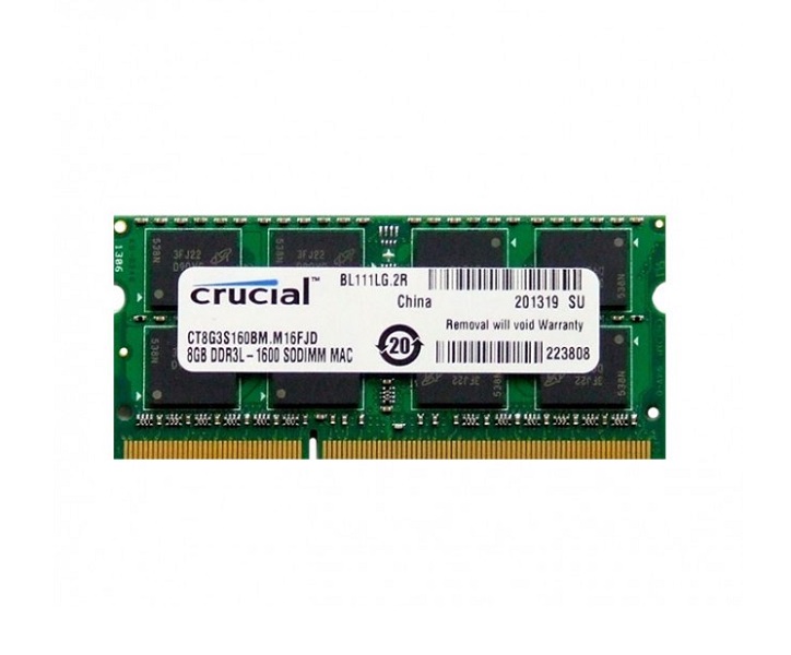 CT8G3S160BM.M16FJD | Crucial Technology 8GB DDR3-1600MHz PC3-12800 non-ECC Unbuffered CL11 204-Pin SoDimm 1.35V Low Voltage Dual Rank Memory Module