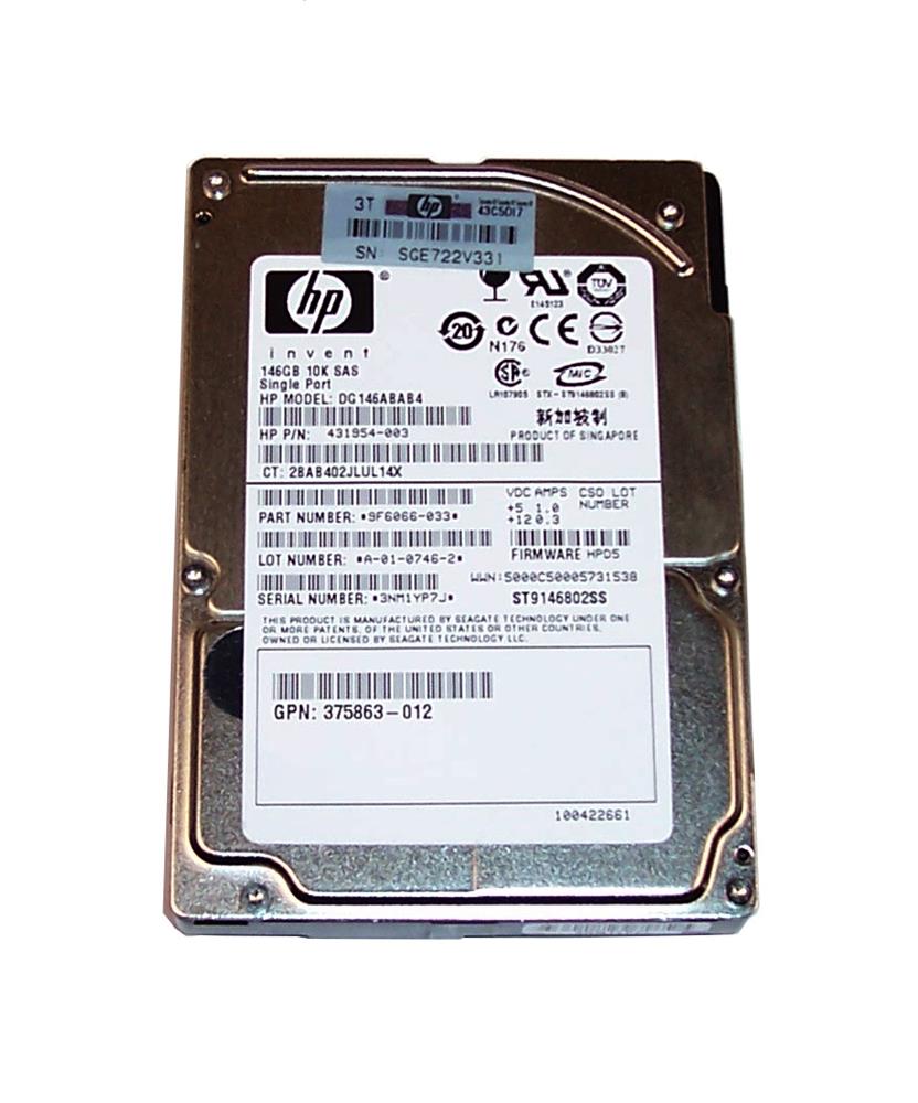 DG146ABAB4 | HP 146GB 10000RPM SAS Gbps 2.5 16MB Cache Hot Swap Hard Drive