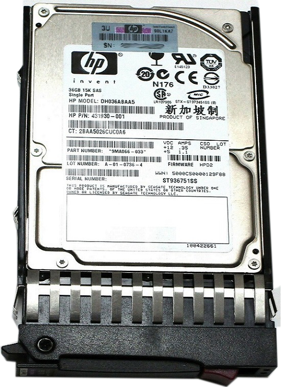 DH036ABAA5 | HPE 36GB 15000RPM 2.5-inch Single Port SAS Hot-pluggable Hard Drive with Tray