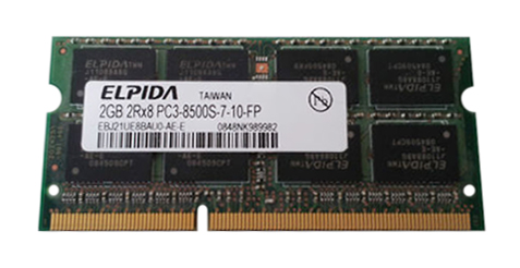 EBJ21UE8BAU0-AE-E | Elpida 2GB DDR3-1066MHz PC3-8500 non-ECC Unbuffered CL7 204-Pin SoDimm 1.35V Low Voltage Dual Rank Memory Module