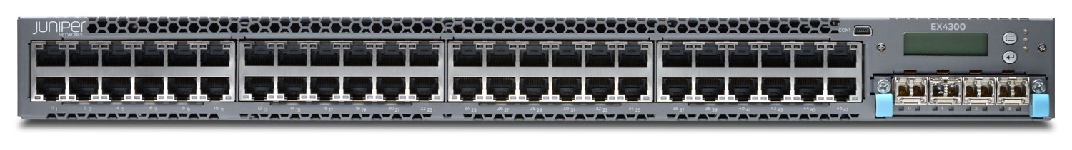 EX4300-48P-NEW | Juniper 48-Port 10/100/1000 (PoE+) Stackable Managed Layer-3 Gigabit Ethernet Switch Rack-Mountable - New